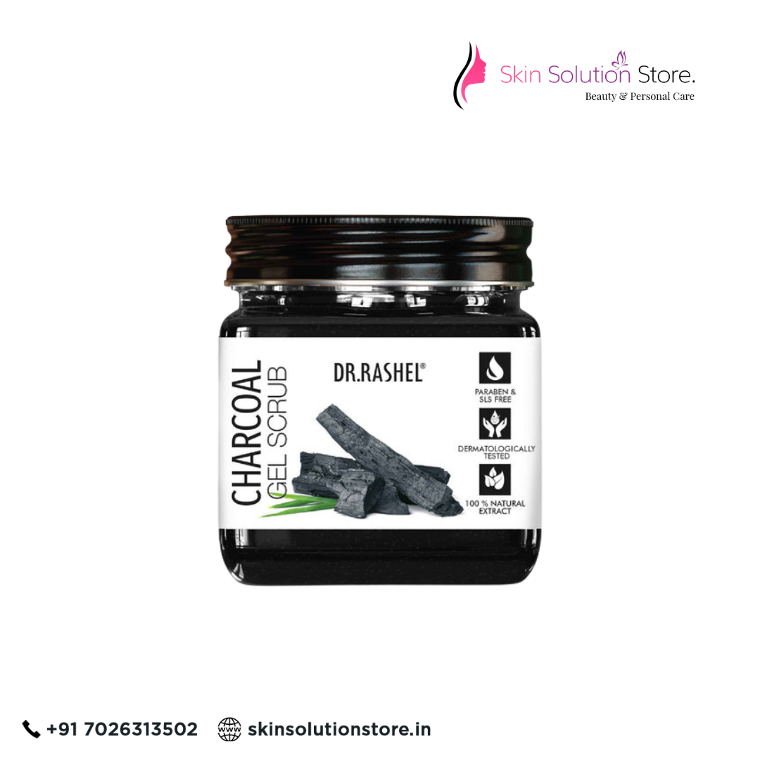 Dr. Rashel Charcoal Gel Scrub for Face & Body – 380ml | Deep Cleansing & Detox