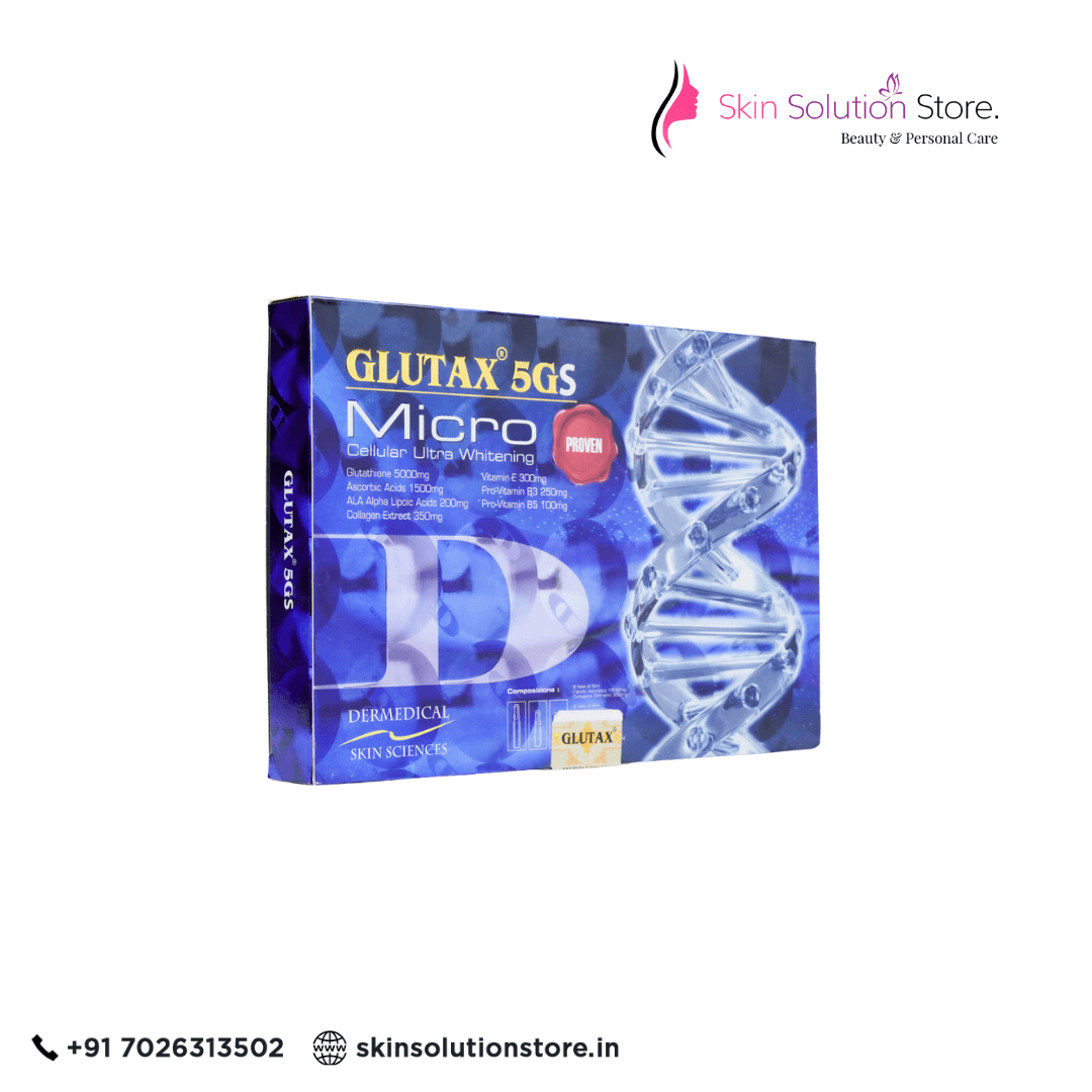 Glutax 5GS Micro 5000 MG Glutathione Skin Whitening Skin Whitening Glutathione Injection -6 Sessions - Italy