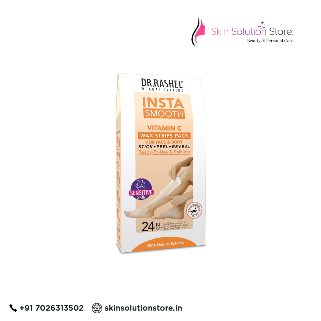 Dr. Rashel Insta Smooth Vitamin C Wax Strips Pack for Face & Body | Instant Hair Removal & Glow
