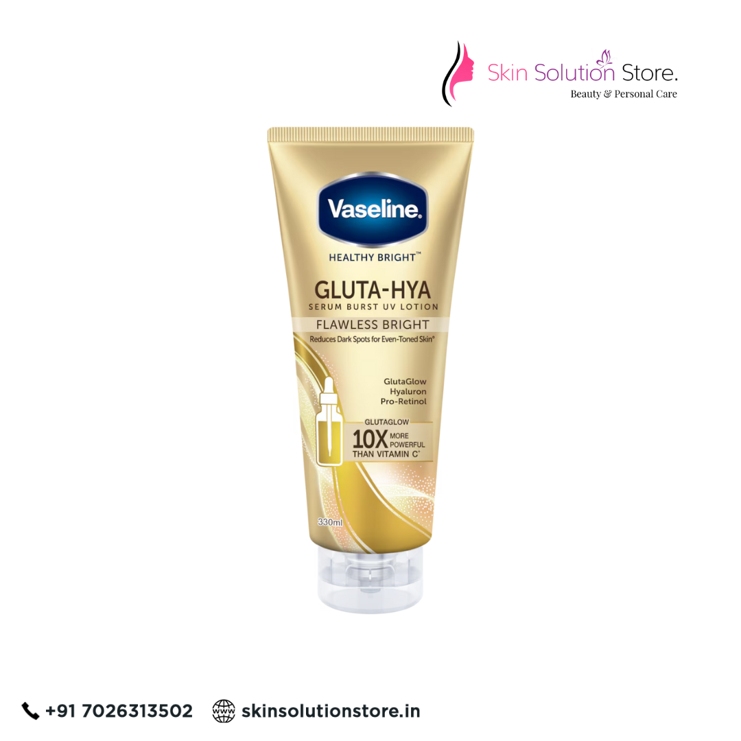 Vaseline Healthy Bright Gluta-Hya Flawless Bright UV Lotion | 330ml | 10X More Powerful Than Vitamin C for Even-Toned, Radiant Skin