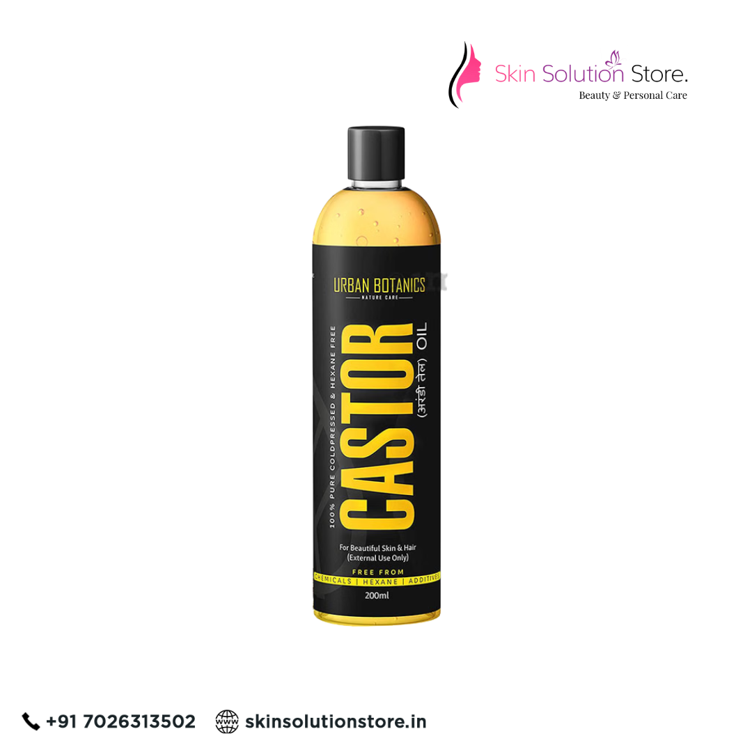 Urban Botanics 100% Pure Cold Pressed Castor Oil – For Strong Hair, Thick Brows & Deep Moisture (200ml)