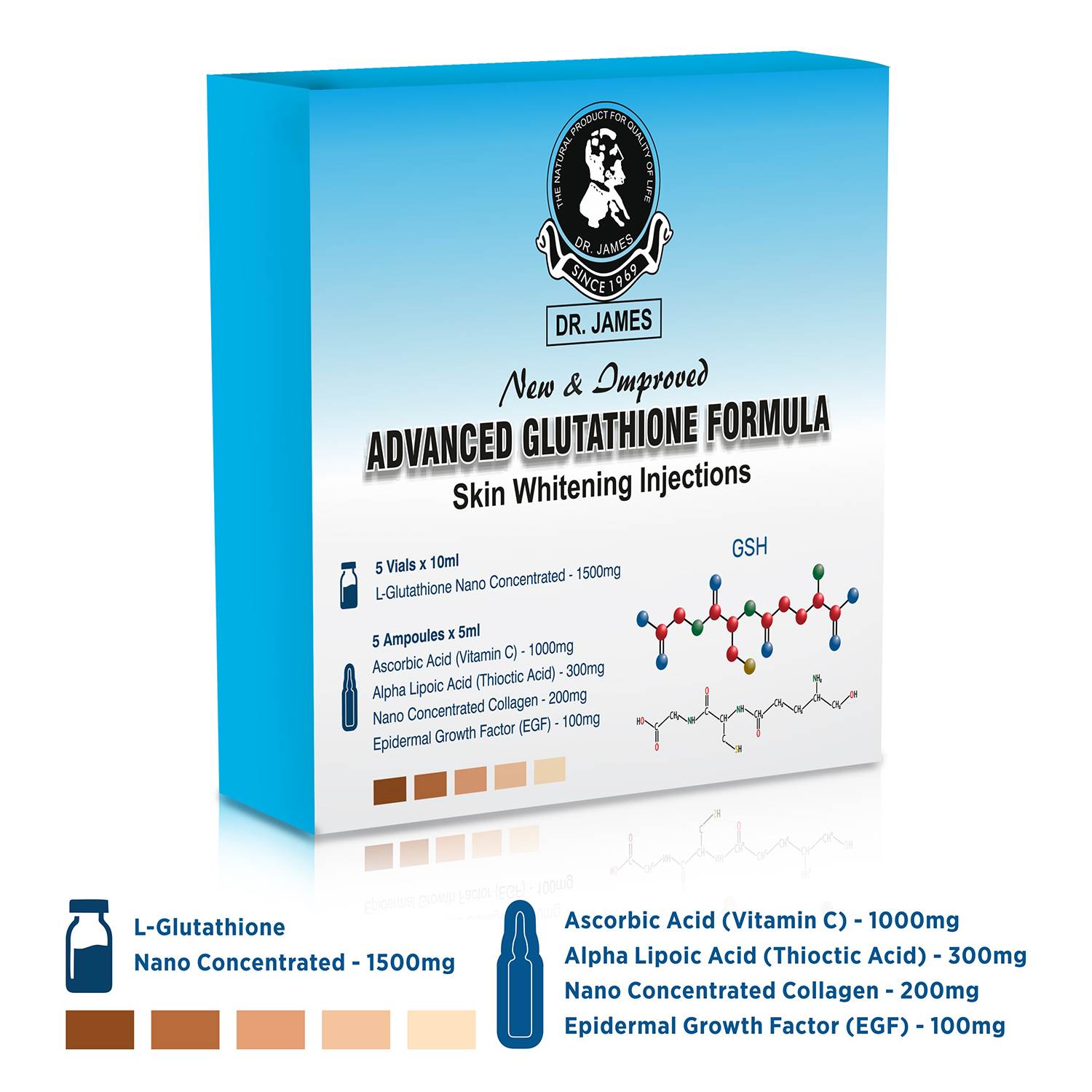Dr James Skin Whitening Glutathione Injection 1500mg For... – Skin Solution Store Dr James Skin Whitening Glutathione Injection 1500mg For... – Skin Solution Store
