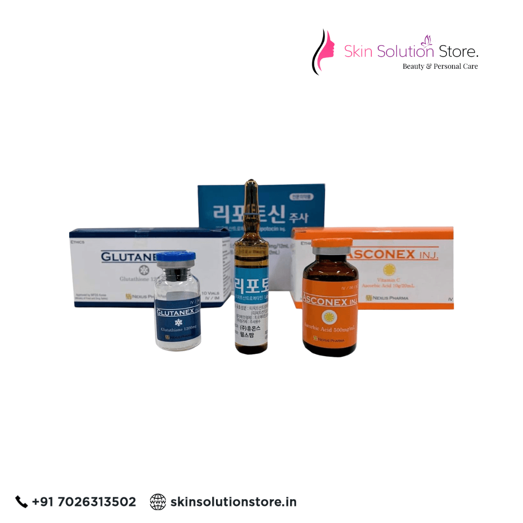 Glutanex Drip Set 1200mg Glutathione + Lipoticin 300mg + Asconex 10g Vitamin C Skin Whitening Injection