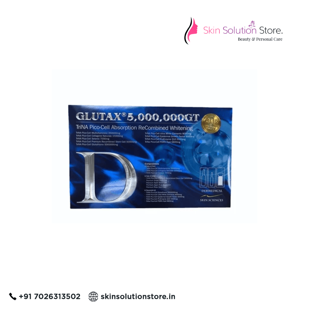 Glutax 5000000GT Trina Pico Cell 5000,000mg Glutathione Skin Whitening Skin Whitening Glutathione Injection - 6 Session - Italy