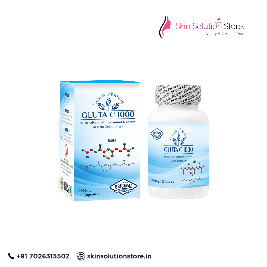 Vesco Pharma Gluta C 1000 – Glutathione Skin Whitening Capsules | Brightening & Anti-Aging Support