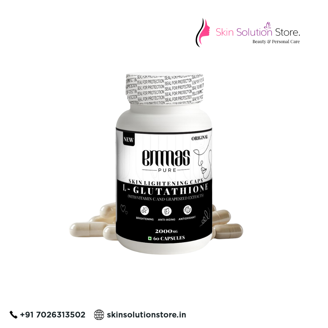 Emmas Pure L-Glutathione Skin Lightening Capsules | Advanced Whitening, Collagen & Vitamin C Support | 60 Veg Caps